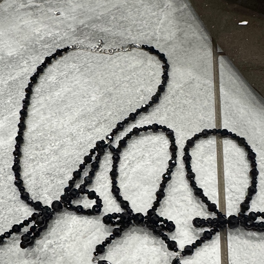 Free People Black Beaded Necklace Set - great for Christmas
